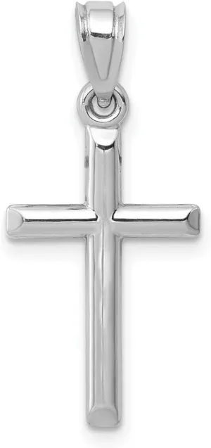 JewelryWeb 14k Gold Small Polished Latin Cross Pendant  12mm x 25mm  Baptism First Communion Gift - Dainty Cross Necklace