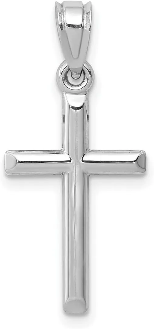 JewelryWeb 14k Gold Small Polished Latin Cross Pendant  12mm x 25mm  Baptism First Communion Gift - Dainty Cross Necklace