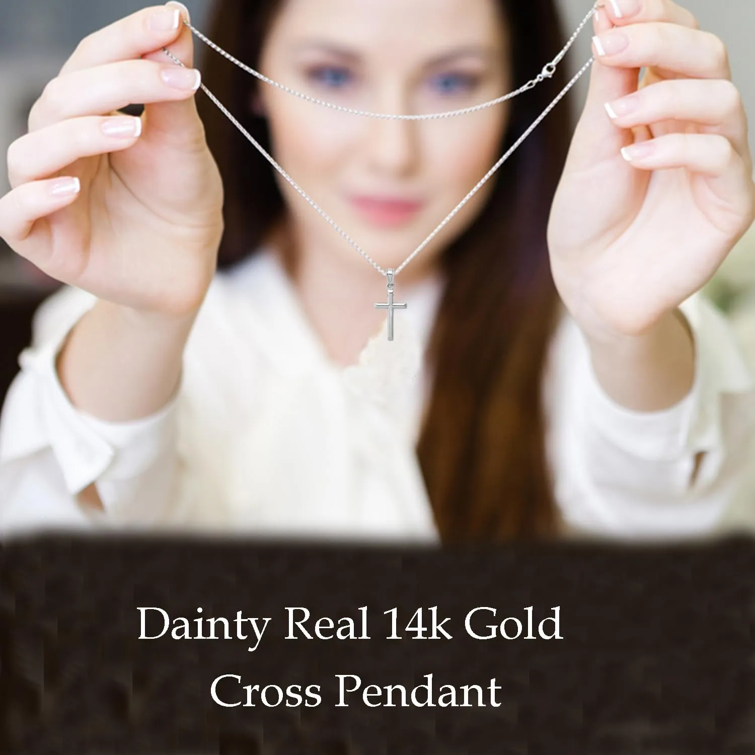 JewelryWeb 14k Gold Small Polished Latin Cross Pendant  12mm x 25mm  Baptism First Communion Gift - Dainty Cross Necklace