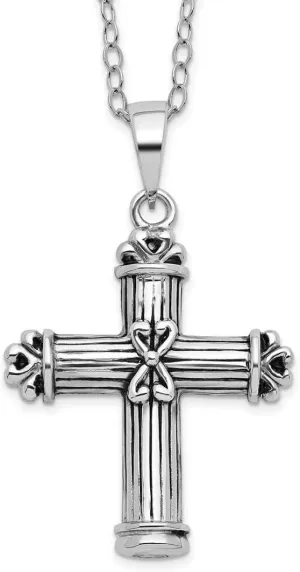 JewelryWeb 925 Sterling Silver Polished Spring-Ring Artisan Oxidized Antiqued Religious Faith Cross Ash Holder 18inch Necklace Pendant-Necklace for Women