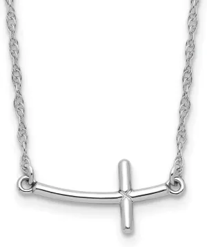 JewelryWeb 925 Sterling Silver Polished Spring-Ring Small Sideways Curved Religious Faith Cross Necklace 18 Inch 10mm Wide Pendant-Necklace for Women