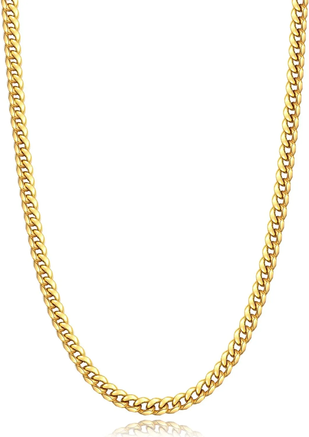 Jewlpire Silver/Black/Gold Chain for Men, Cuban Link Chain Necklace for Men Women, 4mm/6mm Mens Necklace 18K Gold Plated/316L Stainless Steel Mens Chains Necklaces 18/20/22/24/26 Inch