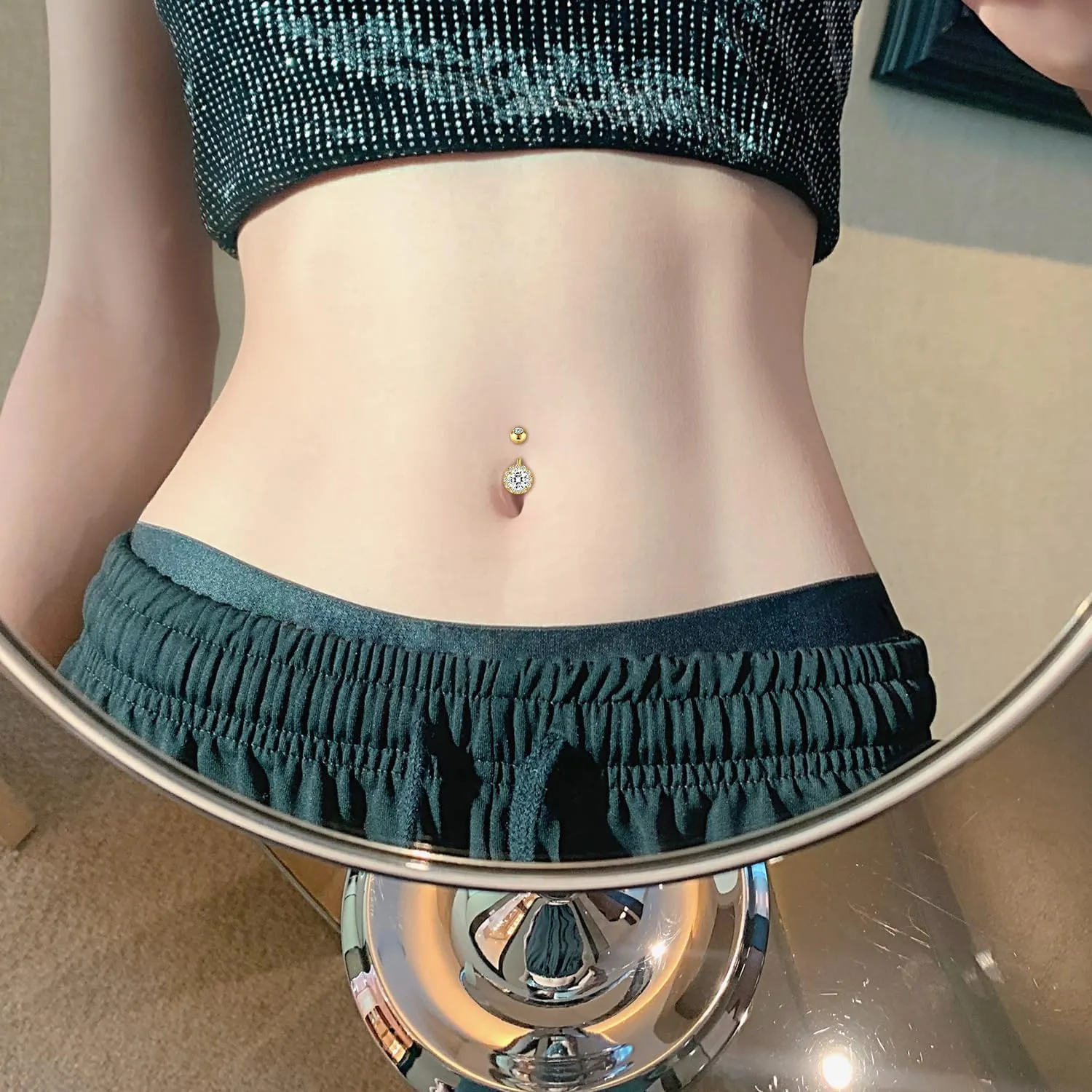 JFORYOU 1/4 Inch Short Belly Button Rings 14G 6mm Stainless Steel Short Belly Navel Button Rings for Women Men