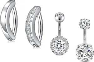 JFORYOU 1/4 Inch Short Belly Button Rings 14G 6mm Stainless Steel Short Belly Navel Button Rings for Women Men