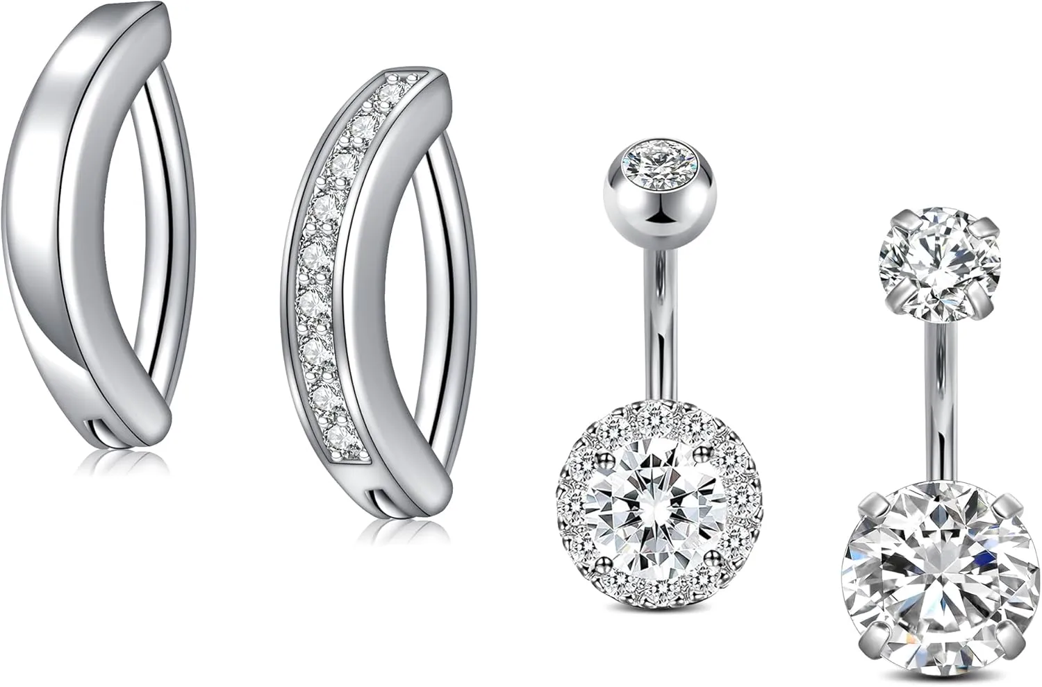 JFORYOU 1/4 Inch Short Belly Button Rings 14G 6mm Stainless Steel Short Belly Navel Button Rings for Women Men