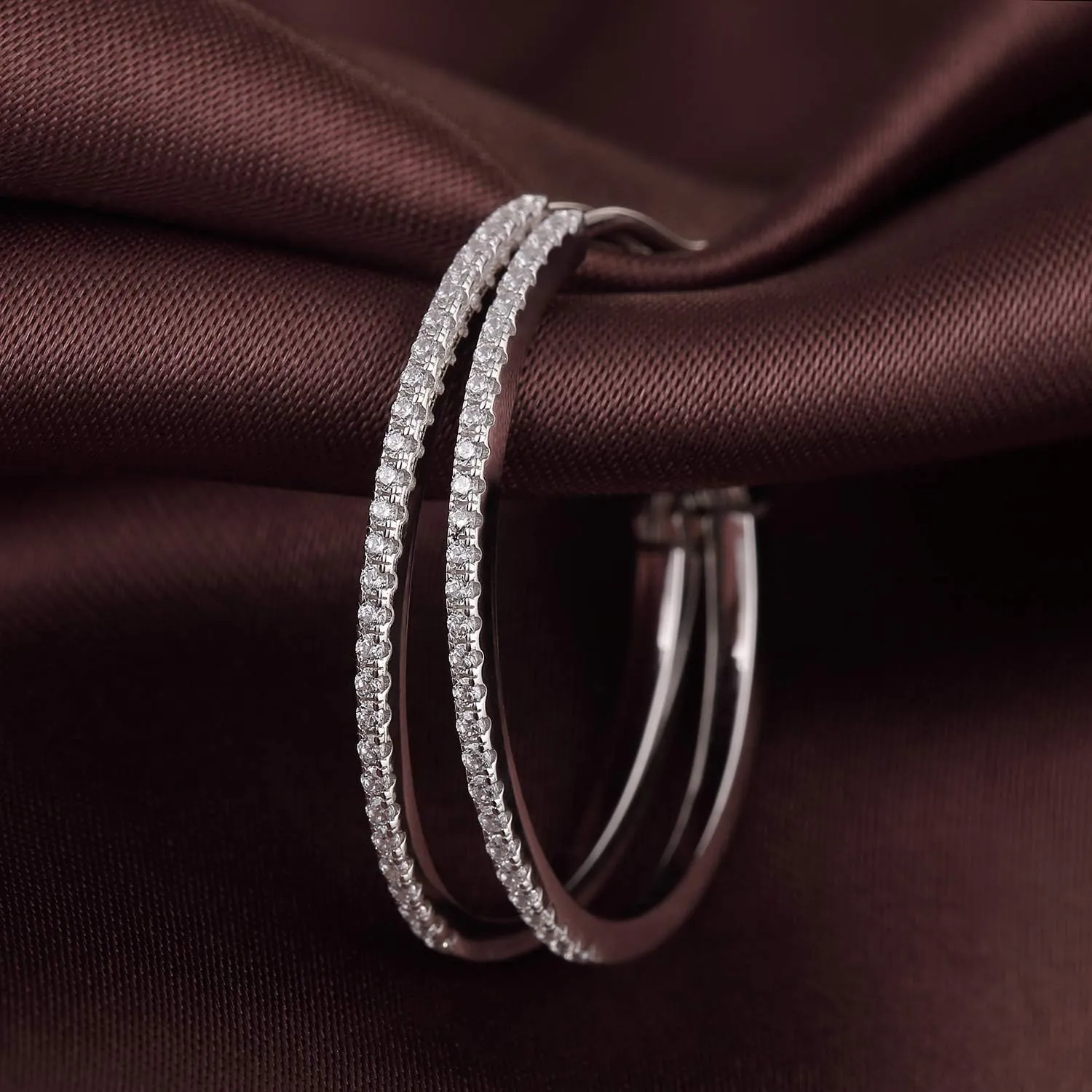 Jiamiaoi 18K White Gold Plated 925 Sterling Silver Hoop Earrings for Women 20mm/25mm/40mm Hoop Earrings with Pearl Removable, Fashion & Classic Womens Jewelry for Wife/Mom