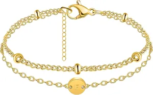JoycuFF Gifts for Women Men Valentine's Day Birthday Gifts for Girlfriend Boyfriend Wife Matching Bracelets for Couples Best Friend Friendship Bracelet A-Z Initial Charm