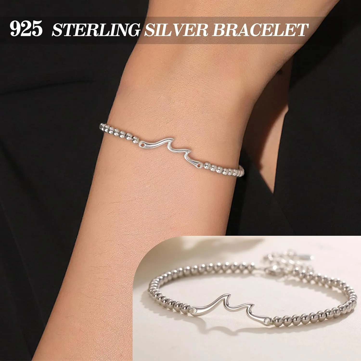JSJOY 925 Sterling Silver Bracelets for Women Daughter Granddaughter Mom Gifts, Gifts for Mom Grandma Aunt Sister Christmas Birthday Gifts Stocking Stuffers for Teens Women