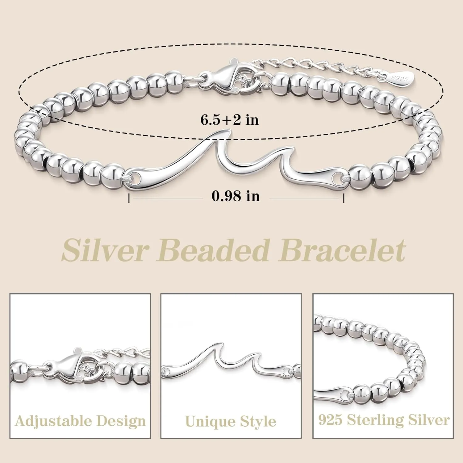 JSJOY 925 Sterling Silver Bracelets for Women Daughter Granddaughter Mom Gifts, Gifts for Mom Grandma Aunt Sister Christmas Birthday Gifts Stocking Stuffers for Teens Women