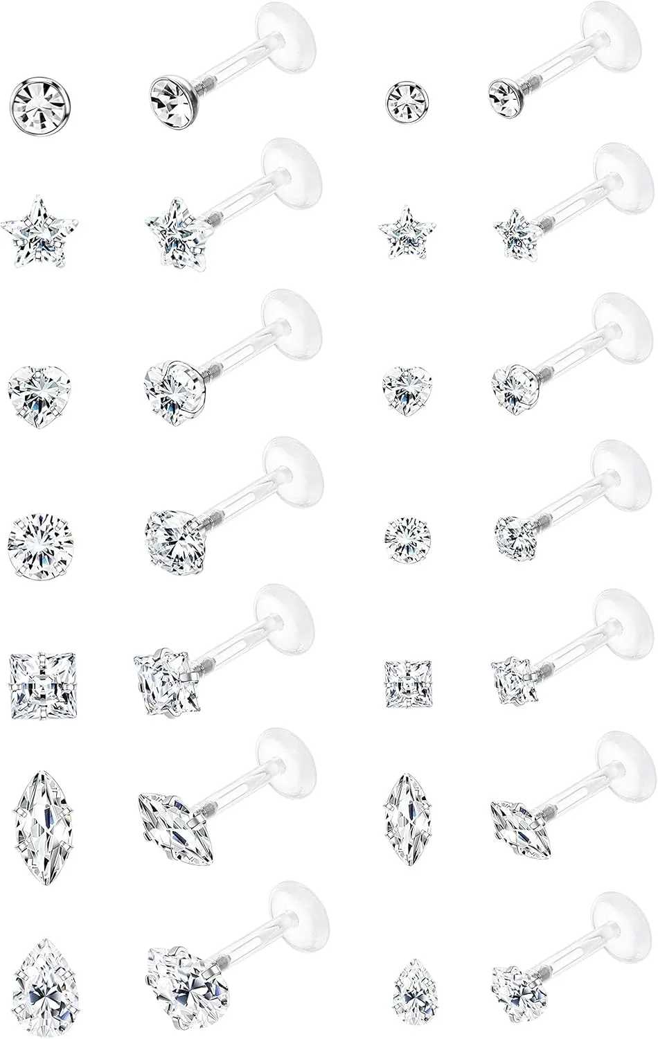 Jstyle 14Pairs 16G Forward Helix Cartilage Tragus Earring Studs Internal Threaded Labret Lip Monroe Ring 8MM Barbell Body Piercing Jewelry