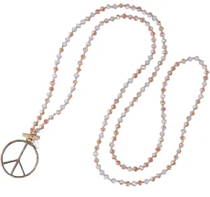 KELITCH Peace Sign Necklace For Women Beaded Hand Knotted Pendant Hippie Necklace Handmade Long Chains Necklaces