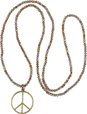 KELITCH Peace Sign Necklace For Women Beaded Hand Knotted Pendant Hippie Necklace Handmade Long Chains Necklaces
