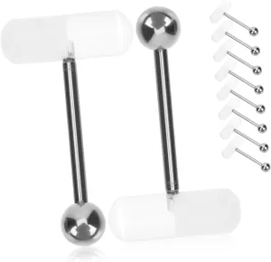 KESYOO 10Pcs Oval Acrylic Tongue Ring Studs Jewelry Set Bright Color Comfortable and Sturdy for Party Ceremony Daily Wear