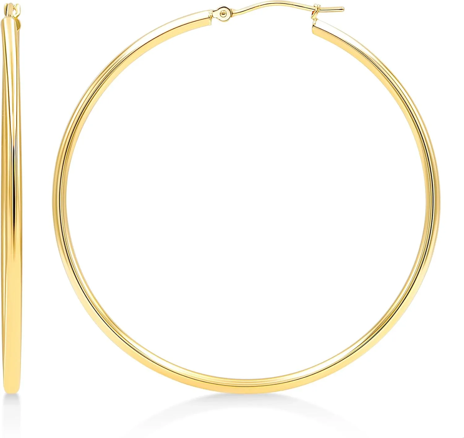 KEZEF 14k Hoop Earrings 2mm Lightweight Hoops for Women Real Solid Gold