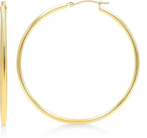 KEZEF 14k Hoop Earrings 2mm Lightweight Hoops for Women Real Solid Gold