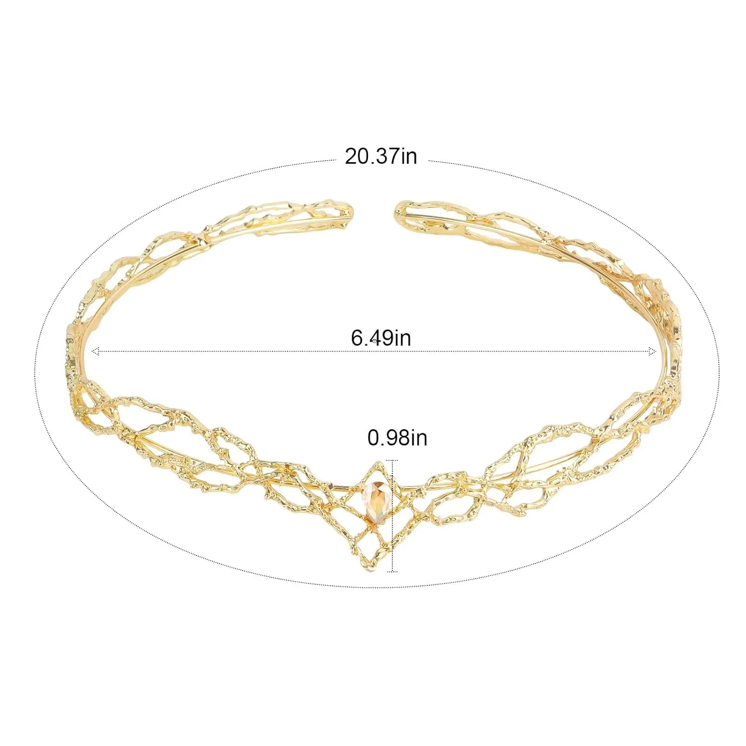 King Crown, CIEHER Vintage Hobbit Elf King Gold Crown Shape Champagne Crystal, Gold Tiara Costume Headbands for Women Men, Crowns for Men Birthday Party Prom Wedding