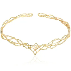 King Crown, CIEHER Vintage Hobbit Elf King Gold Crown Shape Champagne Crystal, Gold Tiara Costume Headbands for Women Men, Crowns for Men Birthday Party Prom Wedding