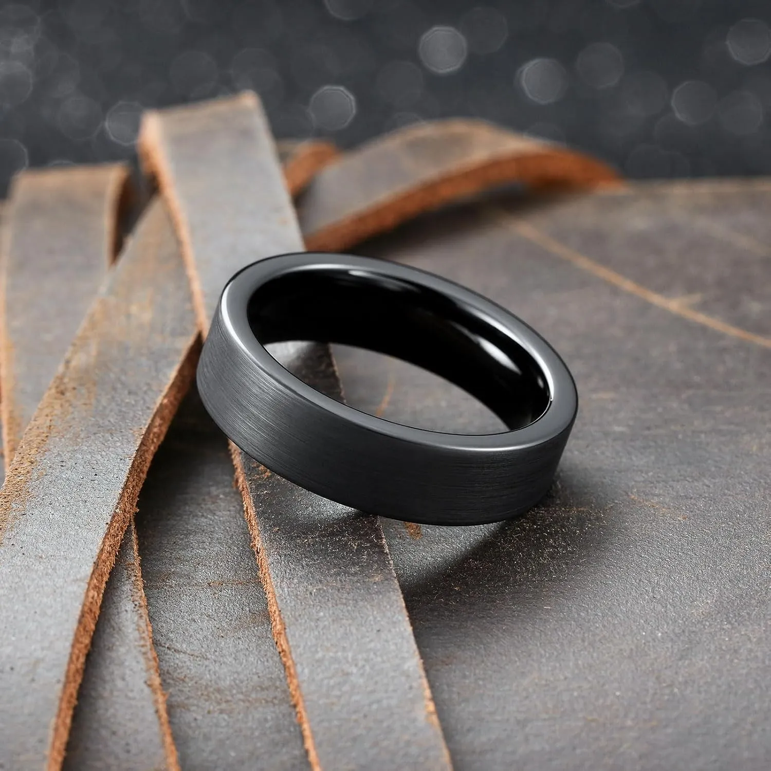 King Will 6mm 8mm Tungsten Wedding Rings for Men Black/Silver/Gunmetal Plated Pipe Cut Brushed Men's Wedding Band Gifts for Him Size 7-14 Comfort Fit