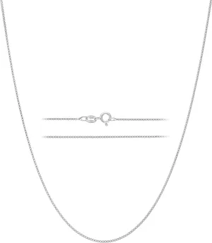 KISPER 925 Solid Sterling Silver 1mm Dainty Thin Box Chain Necklace for Women, Italian Made Tarnish Resistant Waterproof Hypoallergenic, 14 16 18 20 22 24 30 inches