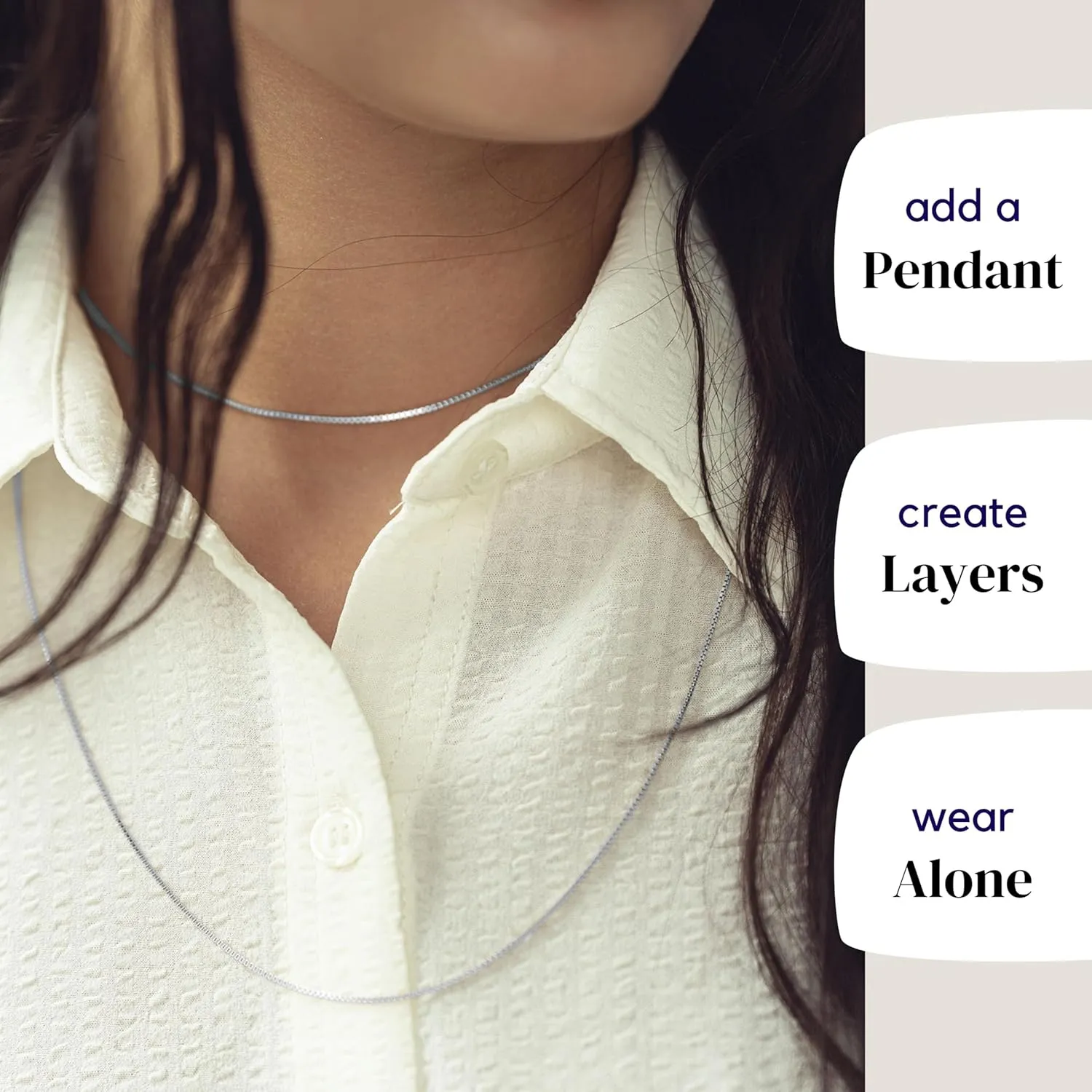 KISPER 925 Solid Sterling Silver 1mm Dainty Thin Box Chain Necklace for Women, Italian Made Tarnish Resistant Waterproof Hypoallergenic, 14 16 18 20 22 24 30 inches