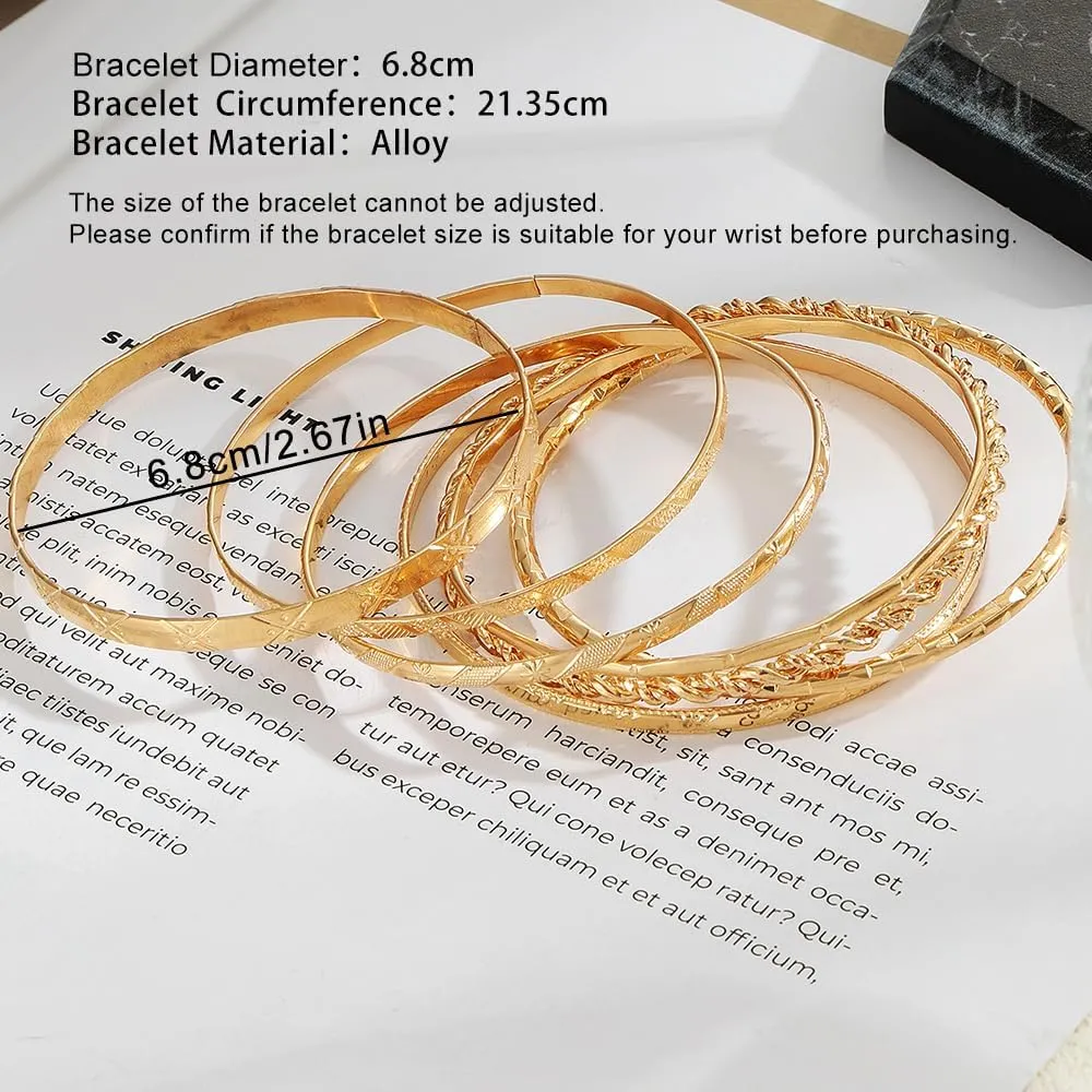 KISS WIFE Gold Bangles for Women, Open Adjustable Bangle Bracelets, Multi Layer Stackable Cuff Bracelet Set, Fashion Accessories Costume Jewelry Gift for Women
