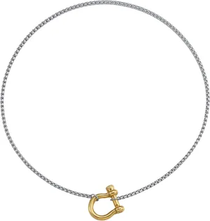 KURTCB Carabiner Necklace 14K Gold Plated Stainless Steel Statement Chunky Heavy Necklace for Women Men