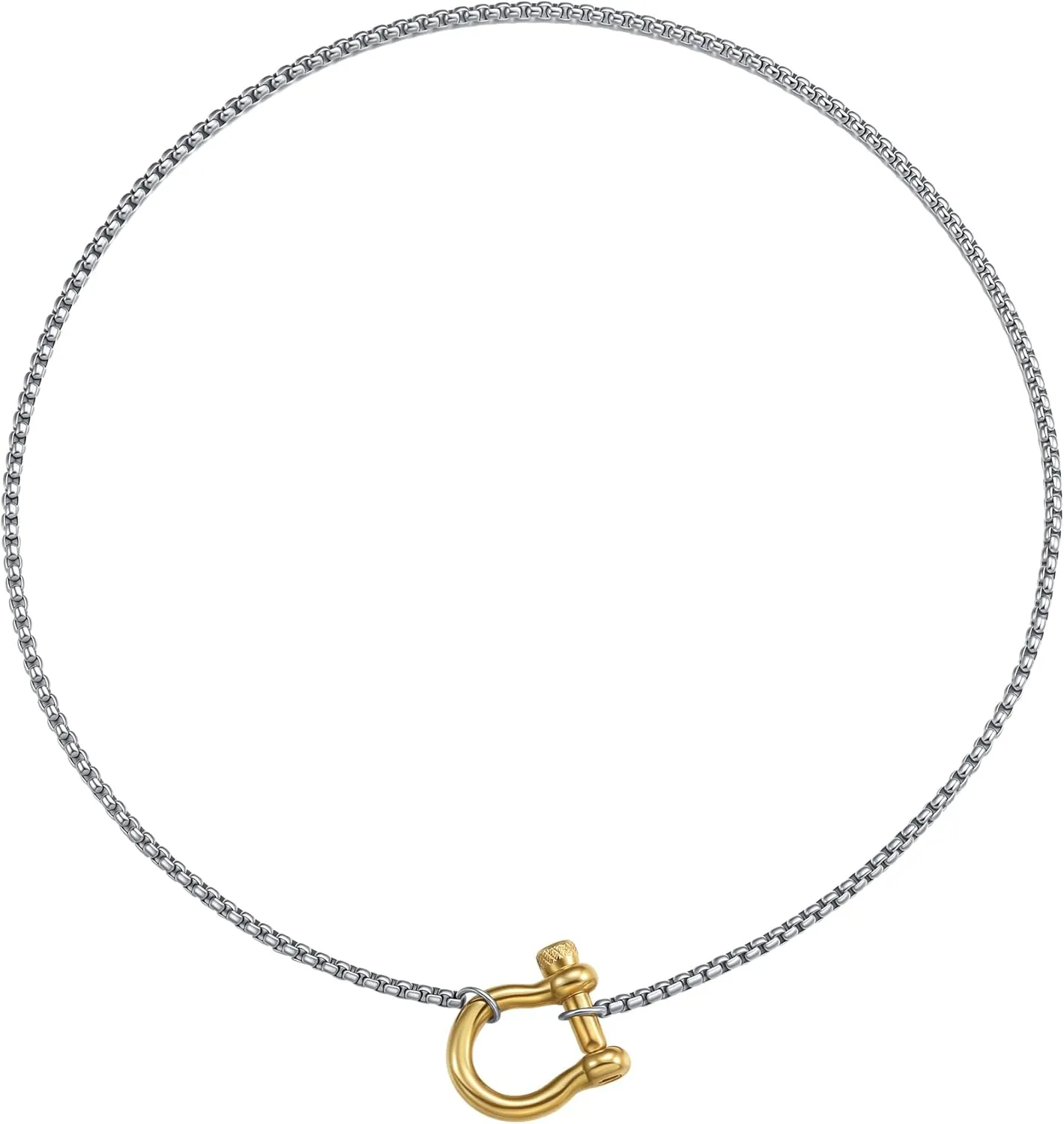 KURTCB Carabiner Necklace 14K Gold Plated Stainless Steel Statement Chunky Heavy Necklace for Women Men