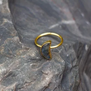 Labradorite Crescent Moon Ring