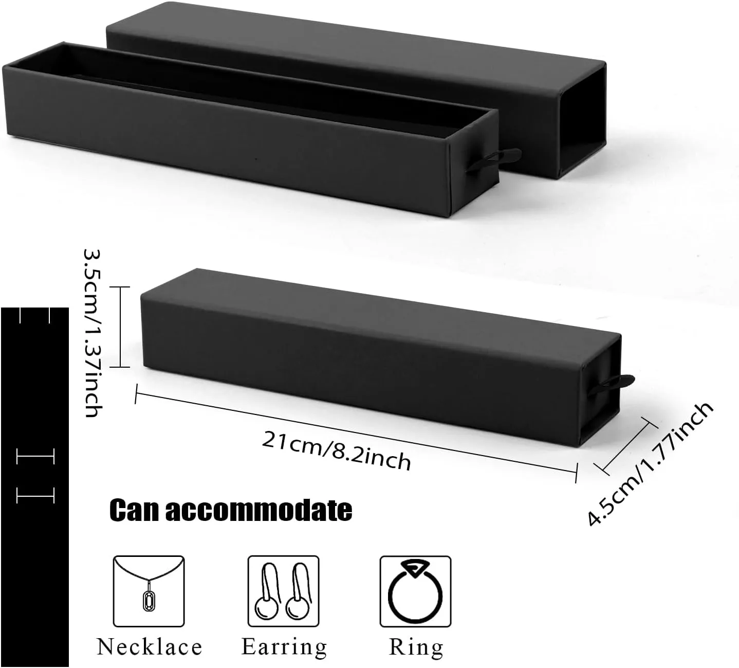 Lainrrew Jewelry Gift Box, Luxury 12-Pack Jewelry Gift Box Velvet-Lined, Compact Drawer Style for Earrings & Rings, Stylish Necklace Bracelet Organizer, 8.3x1.8x1.4 Inches (Black)