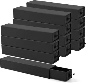 Lainrrew Jewelry Gift Box, Luxury 12-Pack Jewelry Gift Box Velvet-Lined, Compact Drawer Style for Earrings & Rings, Stylish Necklace Bracelet Organizer, 8.3x1.8x1.4 Inches (Black)