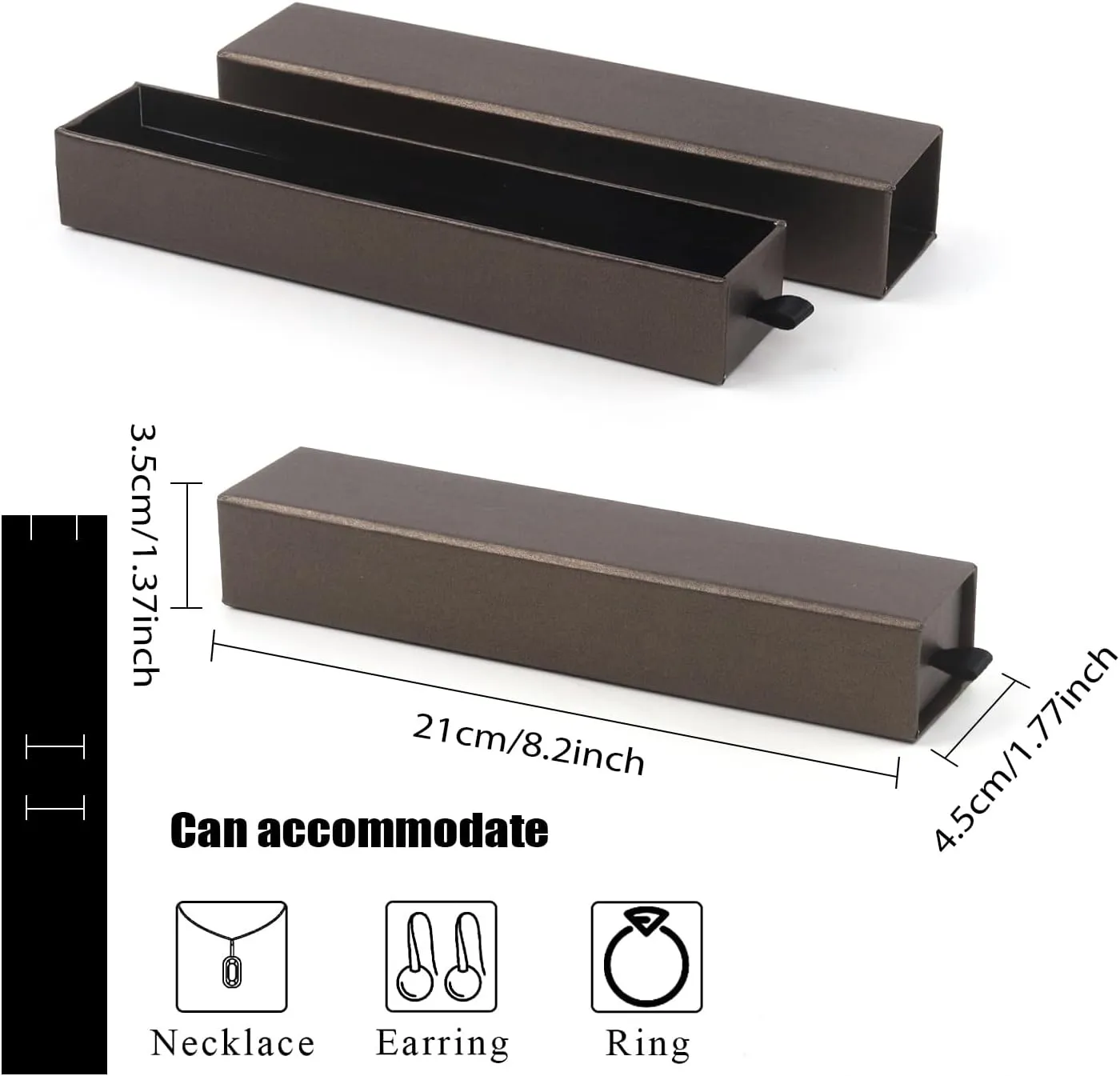 Lainrrew Jewelry Gift Box, Luxury 12-Pack Jewelry Gift Box Velvet-Lined, Compact Drawer Style for Earrings & Rings, Stylish Necklace Bracelet Organizer, 8.3x1.8x1.4 Inches (Coffee)