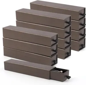 Lainrrew Jewelry Gift Box, Luxury 12-Pack Jewelry Gift Box Velvet-Lined, Compact Drawer Style for Earrings & Rings, Stylish Necklace Bracelet Organizer, 8.3x1.8x1.4 Inches (Coffee)