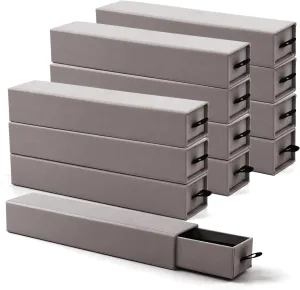 Lainrrew Jewelry Gift Box, Luxury 12-Pack Jewelry Gift Box Velvet-Lined, Compact Drawer Style for Earrings & Rings, Stylish Necklace Bracelet Organizer, 8.3x1.8x1.4 Inches (Gray)