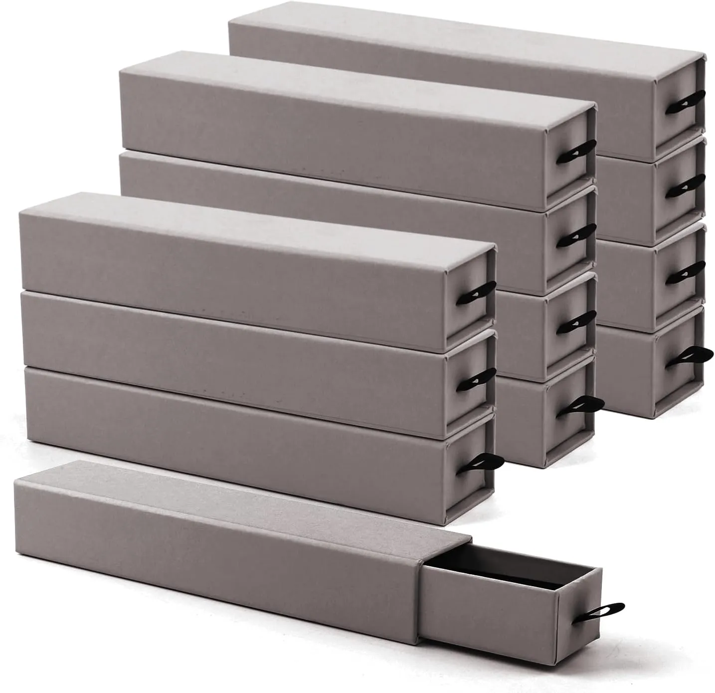 Lainrrew Jewelry Gift Box, Luxury 12-Pack Jewelry Gift Box Velvet-Lined, Compact Drawer Style for Earrings & Rings, Stylish Necklace Bracelet Organizer, 8.3x1.8x1.4 Inches (Gray)