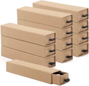 Lainrrew Jewelry Gift Box, Luxury 12-Pack Jewelry Gift Box Velvet-Lined, Compact Drawer Style for Earrings & Rings, Stylish Necklace Bracelet Organizer, 8.3x1.8x1.4 Inches (Kraft)