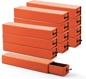 Lainrrew Jewelry Gift Box, Luxury 12-Pack Jewelry Gift Box Velvet-Lined, Compact Drawer Style for Earrings & Rings, Stylish Necklace Bracelet Organizer, 8.3x1.8x1.4 Inches (Orange)
