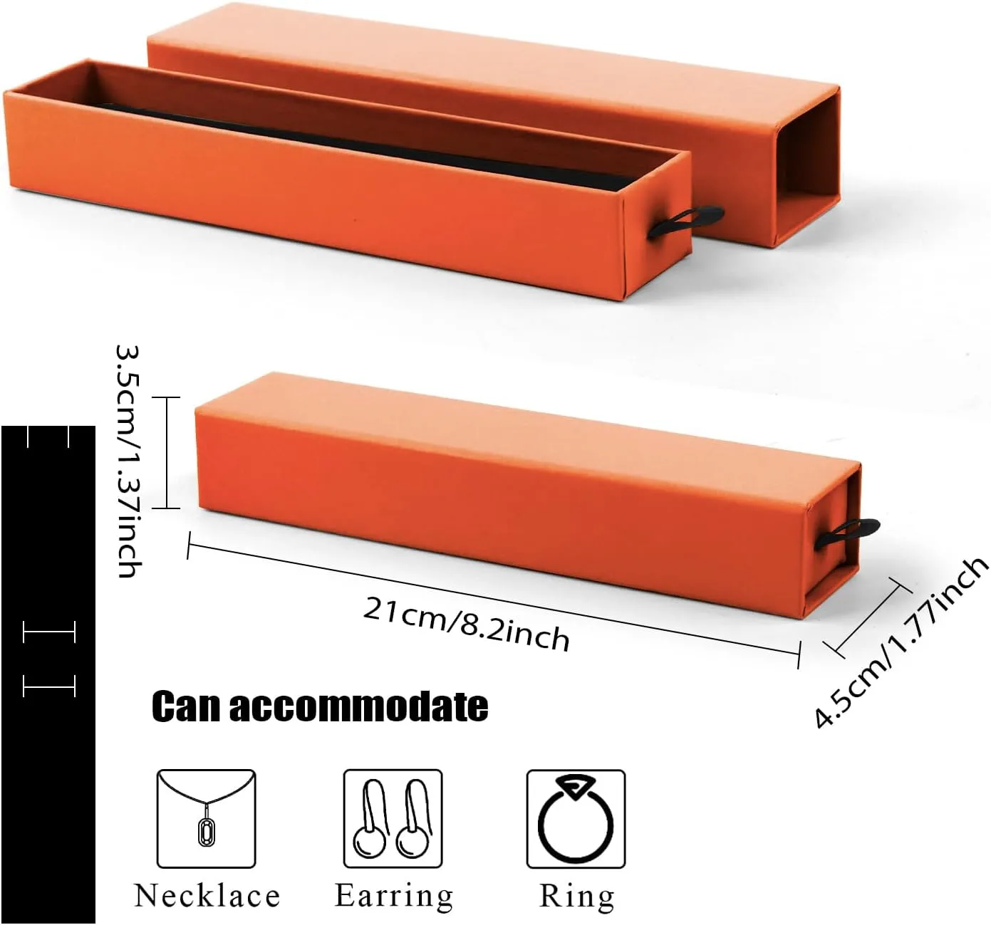 Lainrrew Jewelry Gift Box, Luxury 12-Pack Jewelry Gift Box Velvet-Lined, Compact Drawer Style for Earrings & Rings, Stylish Necklace Bracelet Organizer, 8.3x1.8x1.4 Inches (Orange)