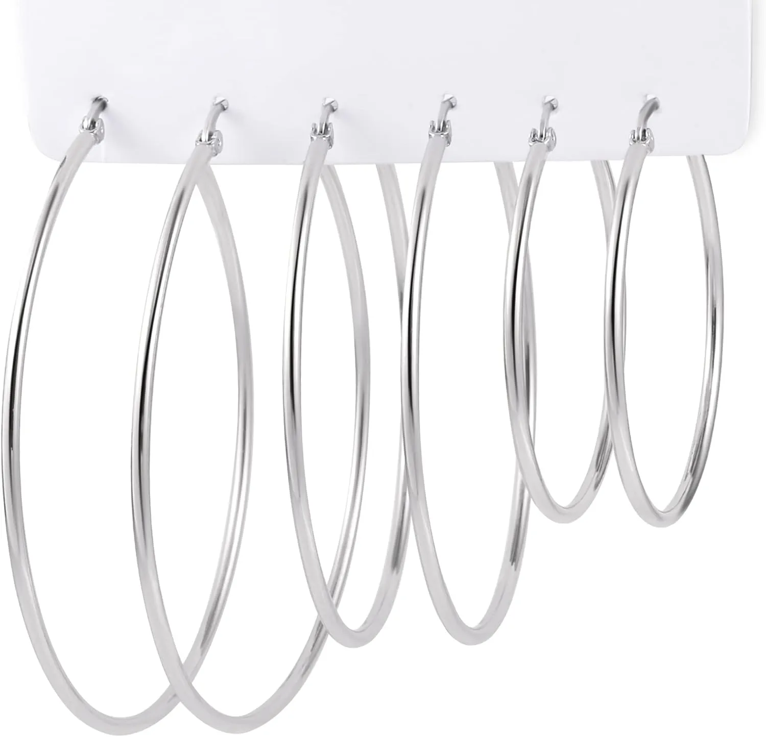 Large Gold Hoop Earrings Set 3 Pairs Sterling Silver Post Hypoallergenic Lightweight Large thin Hoop Earrings Multiple Pack (50/60/70 mm)
