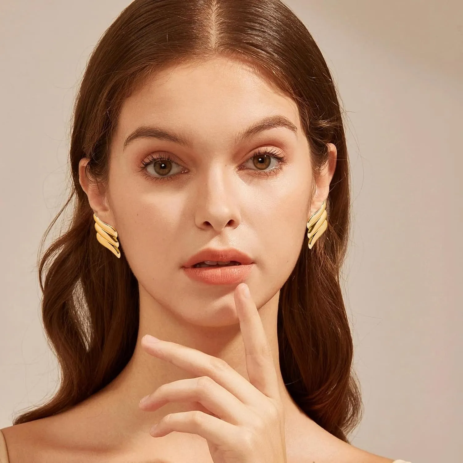 Large Gold Statement Chunky Stud Earrings for Women Trendy Vintage Large Gold Geometric Earrings Jewelry
