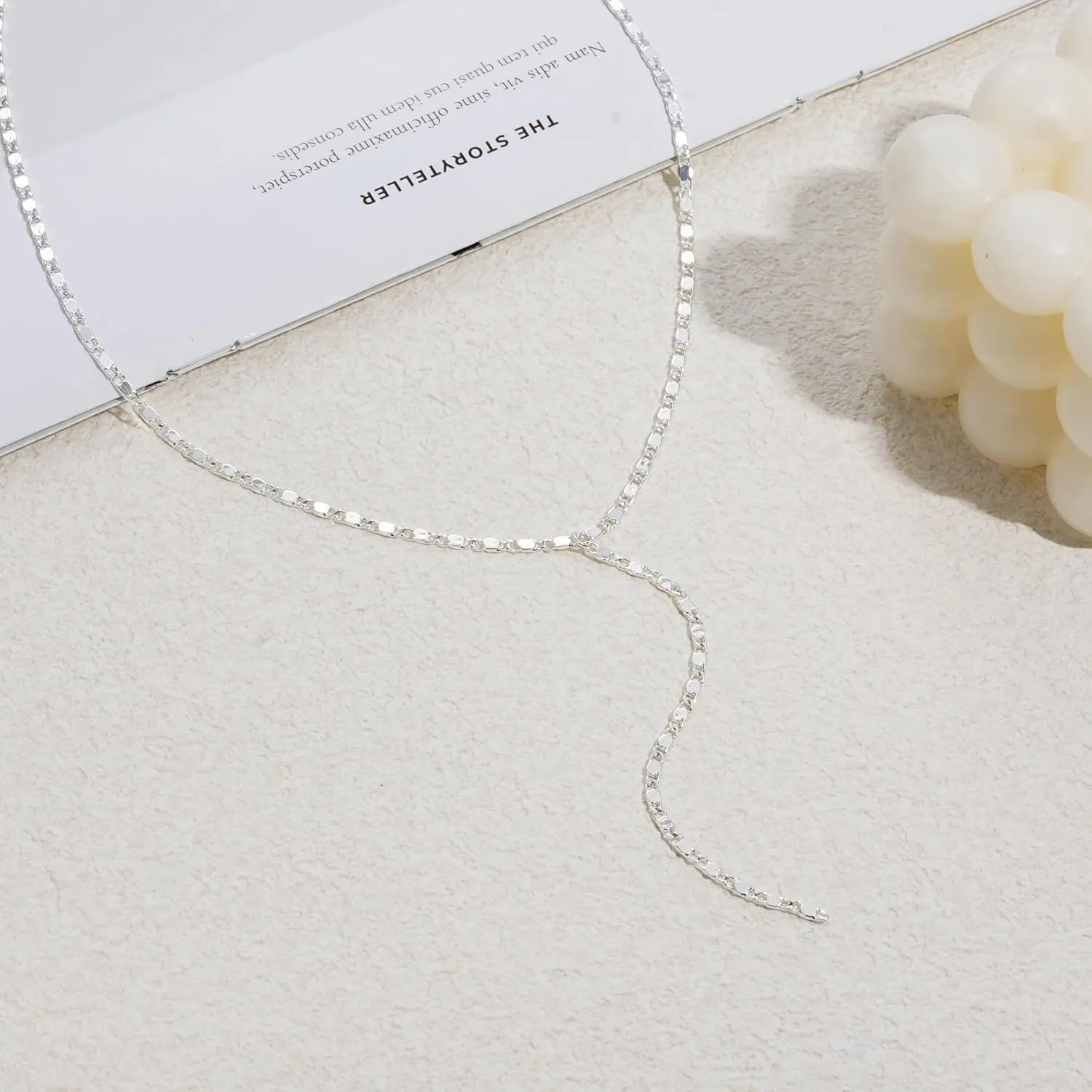 Lariat Gold Necklace for Women: Dainty Pearl Necklace 14k Gold Plated/Silver Y-Shaped Pendant Long Necklace Fashion Layered Simple Gold Necklace Jewelry For Women Trendy