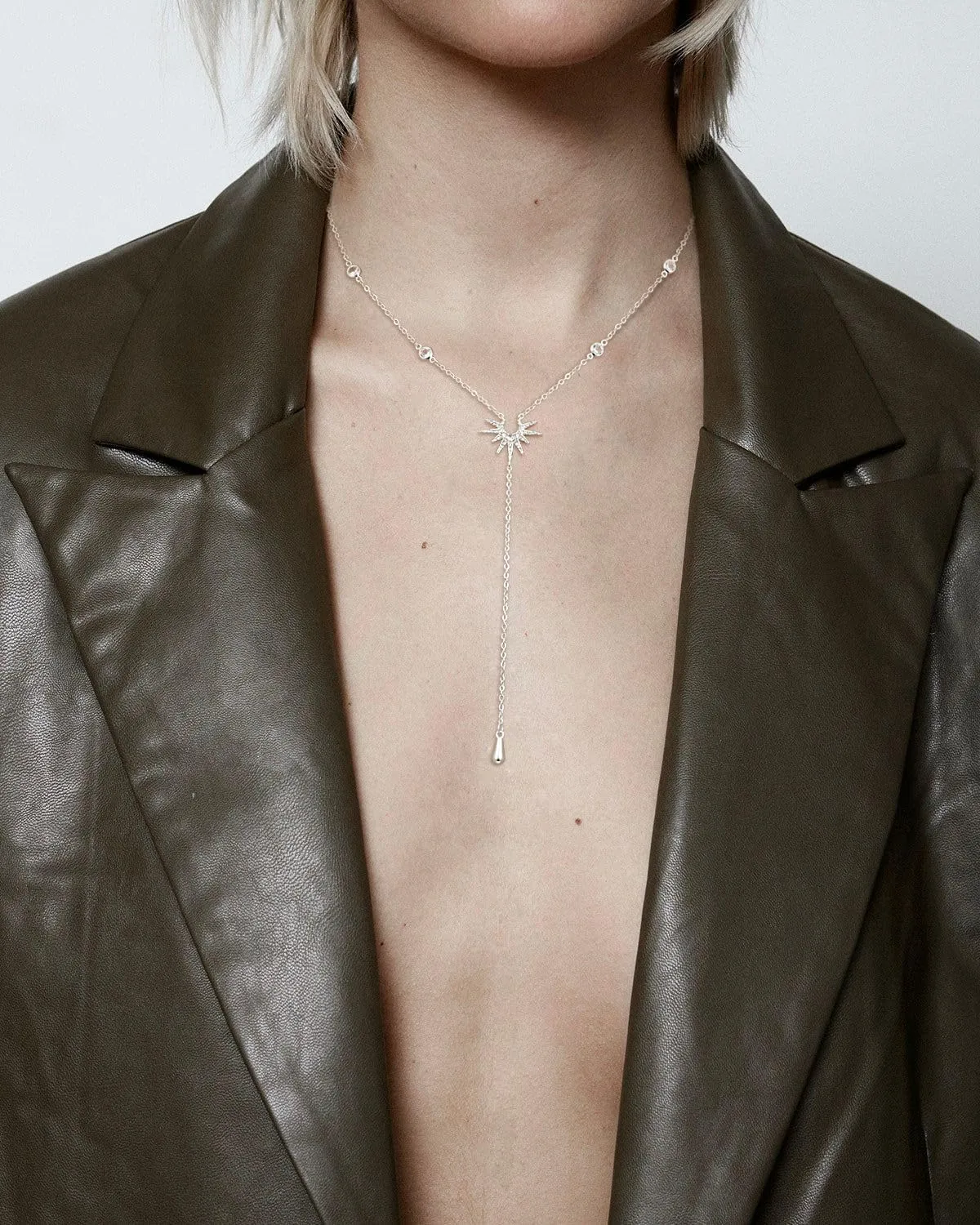 Lariat Gold Necklace for Women, Trendy Gold/Silver Y Necklace Dainty Drop Dangle Long Necklace 14K Gold Plated CZ Star Y-Shaped Layered Pendant Necklace Simple Jewelry for Women