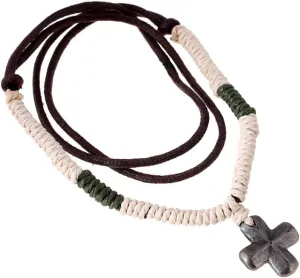 Leather Necklace with Stainless Steel Pendant for Men Women, Vintage Hemp Rope Tribal Choker Necklaces Adjustable 18-30 inch, Clasp-Free Long Necklace with Pendant