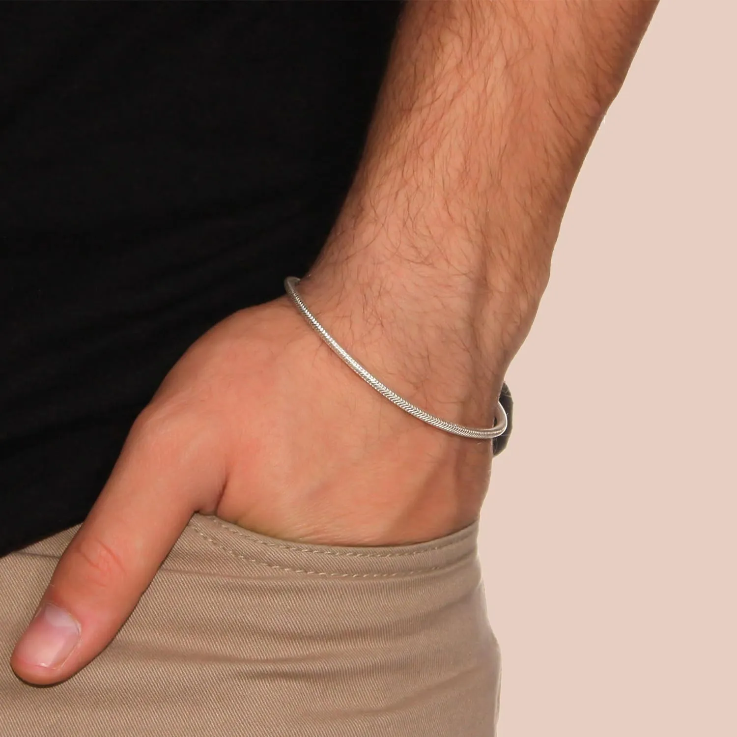 LeCalla Solid 925 Sterling Silver Italian 3MM Snake Chain Bracelet for Men Women, Charm Bracelets (6.5, 7, 7.5, 8, 8.5, 9 Inches), Made in Italy