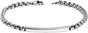 LeCalla Solid 925 Sterling Silver Men's Box Chain ID Bracelet | Classic Italian Round Box Chain ID Bracelet for Men | Men's Silver Jewelry Bracelet, (7.5, 8, 8.5, 9 Inches) Made in Italy