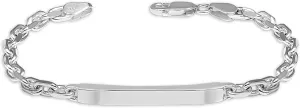 LeCalla Solid 925 Sterling Silver Men's ID Chain Bracelet | Classic Italian Cable Chain ID Bar Bracelet | Men's Silver Chain Bracelet, (7.5, 8, 8.5, 9 Inches) Made in Italy