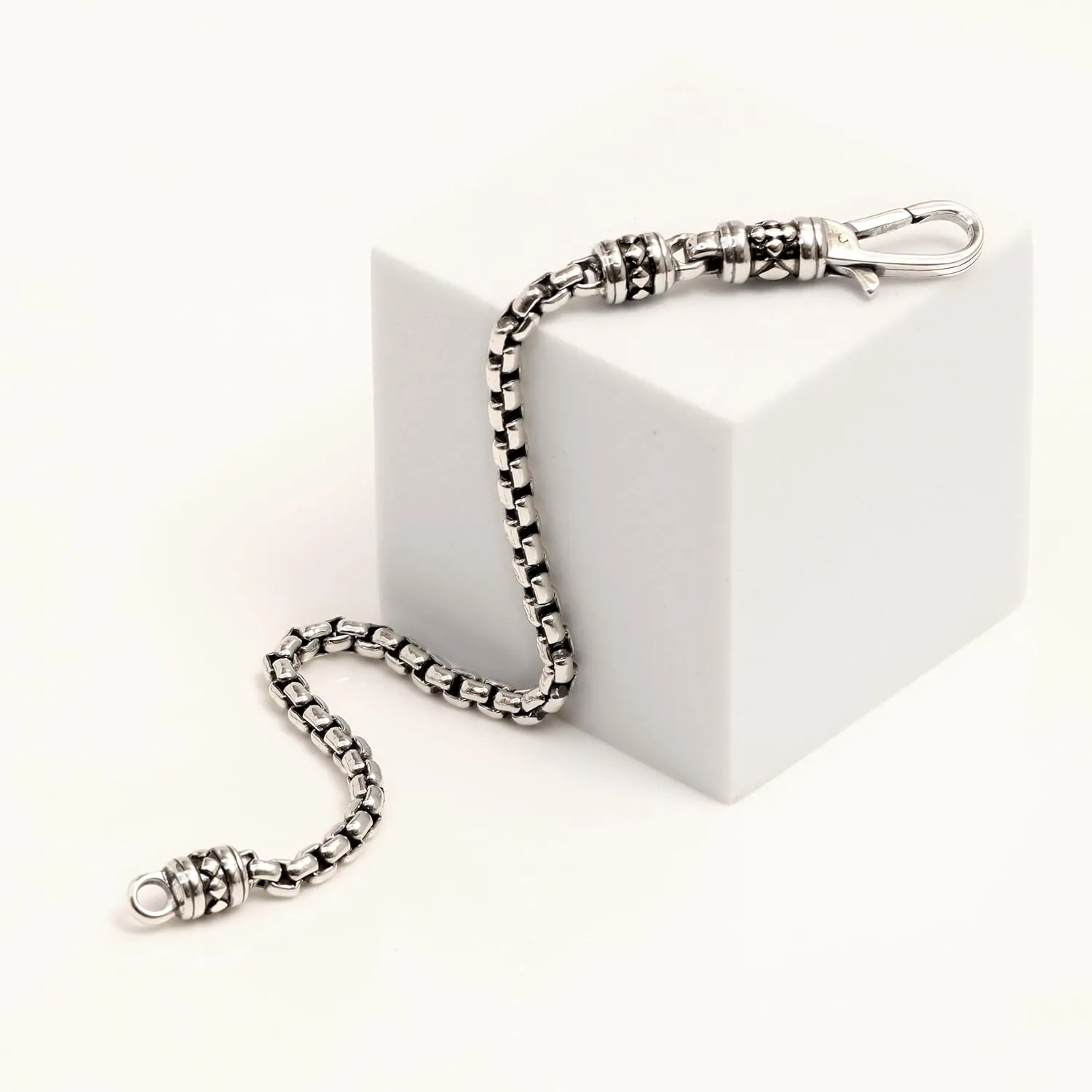 LeCalla Solid Real 925 Sterling Silver Classic Men's Link Bracelets | Italian Silver Bracelets for Men | Handmade Classic Design Chain Bracelet for Men 8, 8.5 Inches, Made in Italy