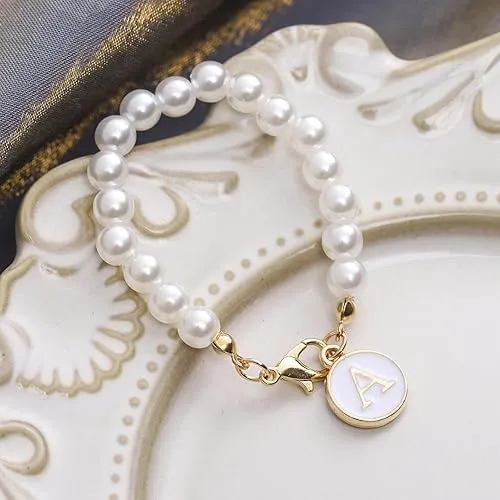 Letter Charm Accessories for Stanley-Cup Initial Name ID Personalized Handle for Stanley-Tumbler White Pearl Chain, Simple Modern Personalized Name ID Decorations (S)