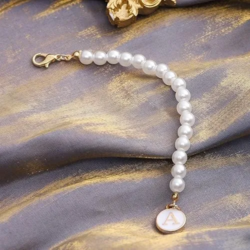 Letter Charm Accessories for Stanley-Cup Initial Name ID Personalized Handle for Stanley-Tumbler White Pearl Chain, Simple Modern Personalized Name ID Decorations (S)