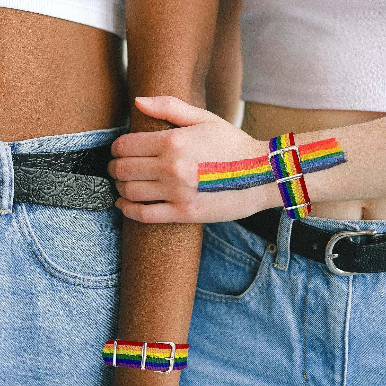 LGBT Pride Bracelet for Bisexual Lesbian Gay LGBTQ Pride Bracelets Handmade Nylon Adjustable Wristband Watch Band Rainbow Bracelets for Women Men Parade Bulk Multiple Pack