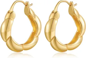 LILIE&WHITE Gold Chunky Hoop Earrings for Women Hypoallergenic Earrings Fashion Earrings Gift Earring Twisted Hoop Earrings